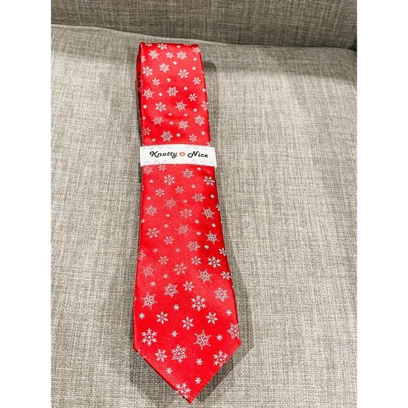 NWT Knotty & Nice Red and White Snowflake Print - Picture 2 of 3